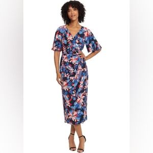 Maggy London Floral faux wrap dress, US 2